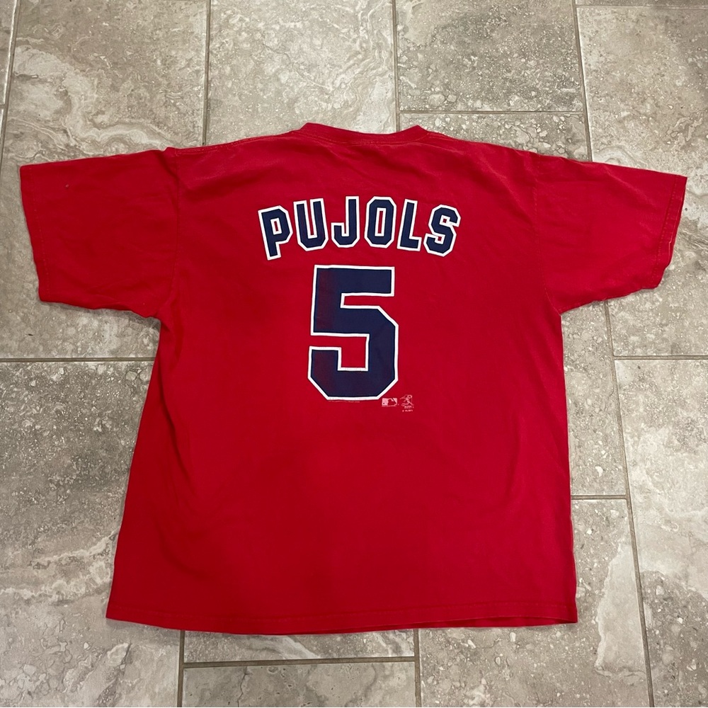 Vintage‎ Lee Sport T Shirt Men XL Red St Louis Cardinals Albert Pujols 5